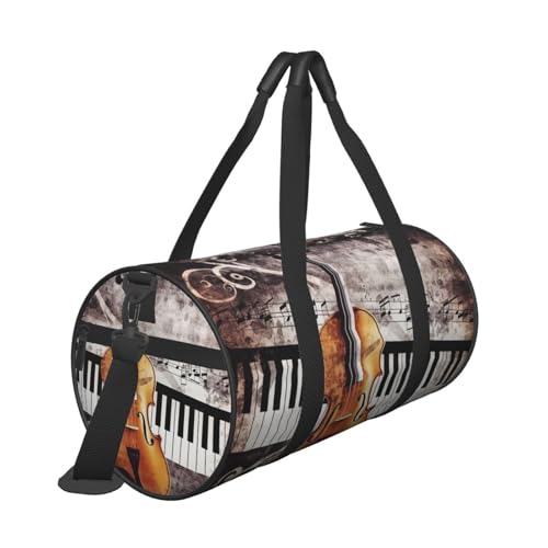 Travel Duffel Bag Sports Gym Bag With Shoes Compartment,Lightweight Overnight Weekender Bag Piano Violin Music Notes Yoga Gym Sports Bag For Men Women2