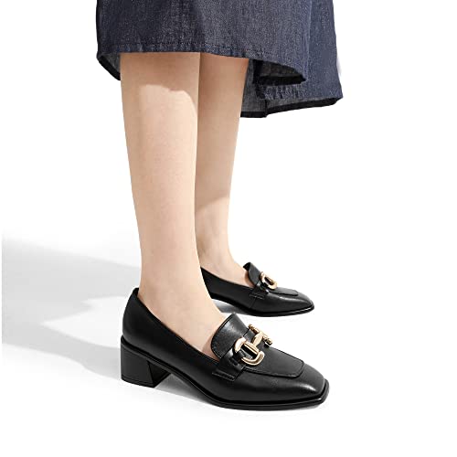 Dream Pairs Womens Loafers With Heels Leather Chunky Loafer Shoes Penny Casual Fashion Shoes, Black-Pu - 10 (Sdls2303W) #TOP6
