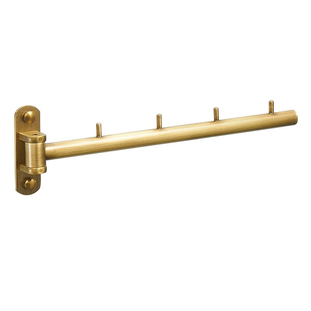RDAHSUEHH Metal Coat Rack Stand Brass Multifunction Clothes Rack 180 ° Spin Wall-Mounted Coat Rack for Entryway Living Room Bedroom Office