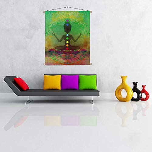 Image of ArtzFolio Yoga Lotus Pose Canvas Fabric Painting Tapestry | Scroll Art Hanging 35.9 x 40 inch (91 x 102 cms)