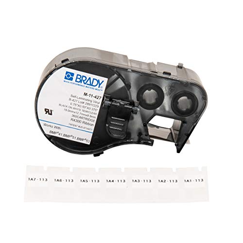 Brady - 143252 Self-Laminating Vinyl Label Tape (M-11-427) - Black on White, Translucent Tape - Compatible with BMP41, BMP51, and BMP53 Label Makers - .75