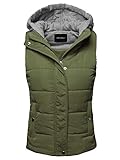 Awesome21 Casual Drawstring Hooded Padding Junior Vest Olive S