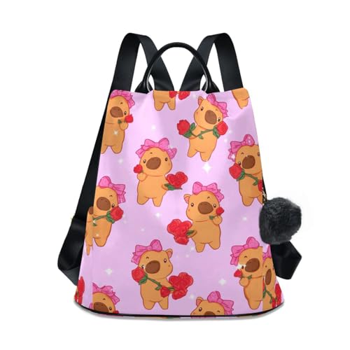Sac à dos Capybaras grande capacité étanche et sac élégant rose pour femme