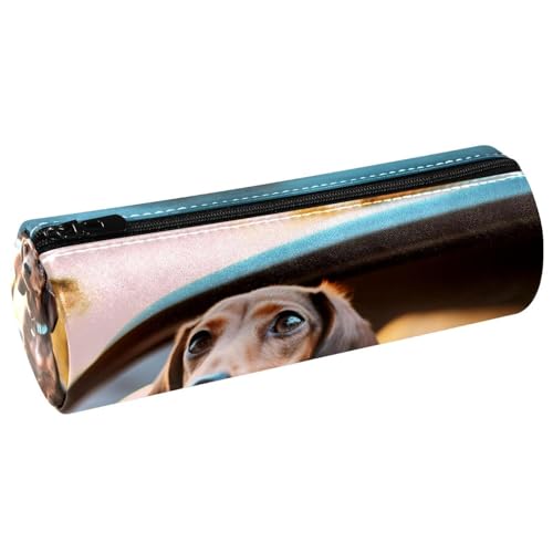 Astuccio estetico per matite Cane in macchina Scatola di matita marrone