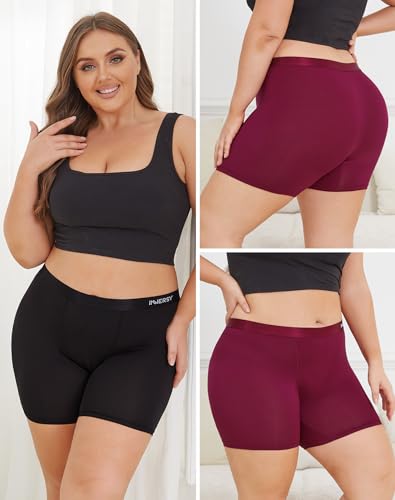 INNERSY Women's Modal Plus Size 5" Boxer Underwear Anti Chafing Boyshorts Panties 2-Pack2