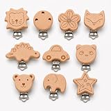 10 Stück Schnullerkette Selber Machen Set Holz Schnullerclip, Holz Schnullerkette, Mit Verschiedenen Designs, Für Unterwegs Und Zu Hause, Schnullerclip Befestigung