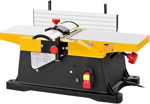 Image of 6 Inch Desktop Wood Thickness Planer, 1800W Benchtop Planer Electric Jointer Planer, Multifunctional Electric Planer Drilling Milling Machine, 0-3mm Planing Depth