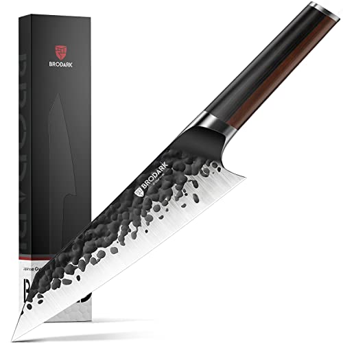 Japanese Chef Knife,Brodark Professional 8 Inch Kitchen Knife With Hand Forged 9Cr18Mov High Carbon Steel Blade,Ultra Sharp Gyuto Knife And Ergonomic Handle,Gift Box #TOP6