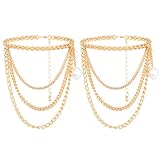 Miaband 2 Pcs Chain Layered Anklets for Women Boho Adjustable Layered Chain Foot Jewelry High Heel Shoe Anklet Accessories Summer Fashion Accessories (Gold)