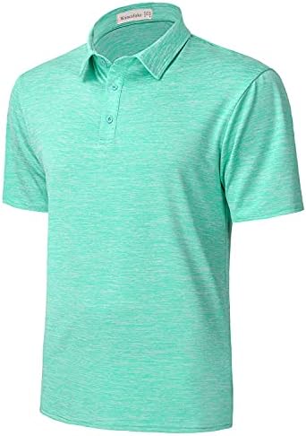 Wancafoke Men Short Sleeve Slim Fit Golf Shirts Summer Casual Quick Dry Athletic Collared Polos Mint Green X-Large