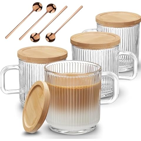 Mfacoy Glass Coffee Mugs Set Cover