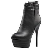 ankle boots pfennigabsatz LUXMAX Damen Extrem High Heels Plateau Stiefeletten Stiletto Platform Boots mit Reißverschluss Elegante Schuhe(Schwarz 42)