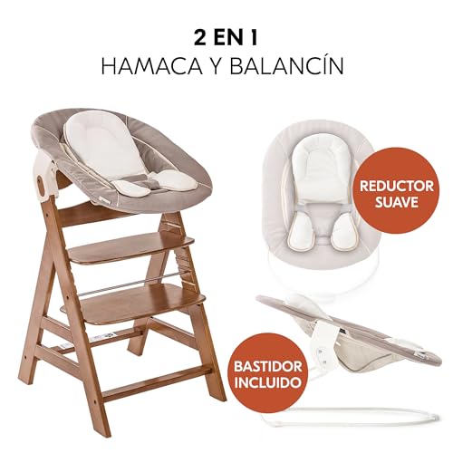Miniatura 4 de Hauck Alpha Plus Newborn Set De Trona Evolutiva Bebe Con Hamaca Bebe Y Cojín De 2 Piezas, Trona Bebe 0 Meses, Tronas De Bebe Evolutiva Con Hamaca Alta Bebe, Nogal