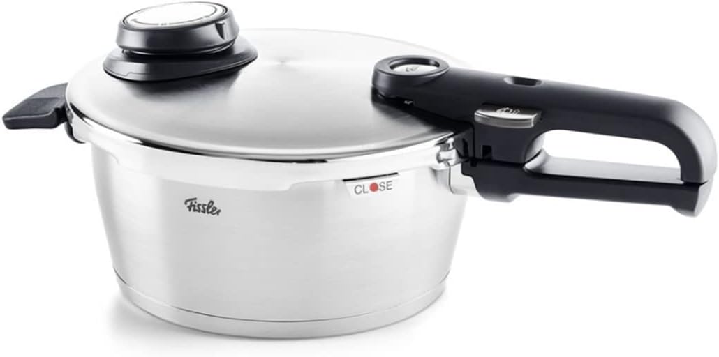Vitavit Premium Pressure Cooker with Steamer Insert - Premium German Construction - Built to Last for Decades - Safe & Easy Pressure Cooker with Glass Lid - For All Cooktops - 3.7 Quarts