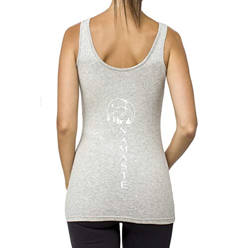 Yoga Tank Tops Organic Cotton Moon, Namaste & Evolution Yoga Top For Women, Grey, Medium #TOP2