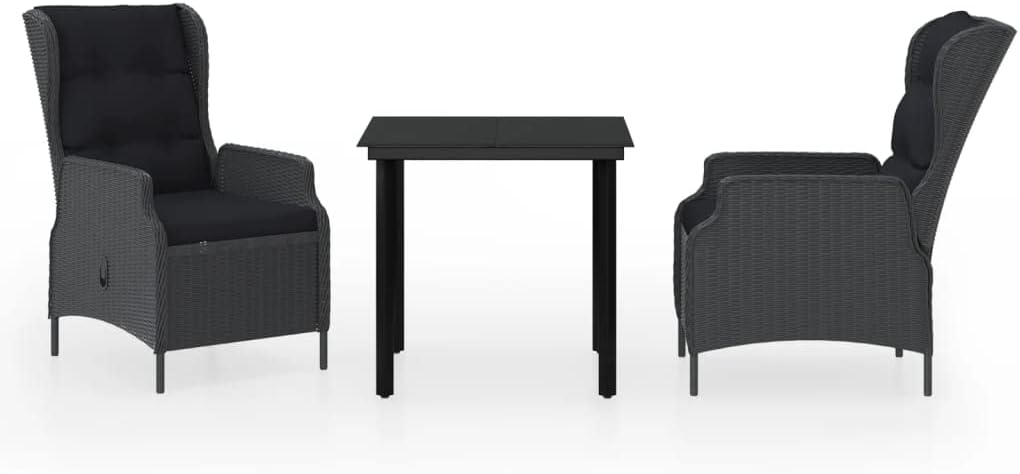 3 Piece Patio Dining Set,Outdoor Table Chairs,Patio Chairs,Outdoor Furniture,Conversation Furniture,Rattan furniturePerfect for Patio, Garden, Porch,Family Room,Sitting Area, Dark Gray