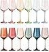 Khen Colored Crystal Wine Glass | Set of 2 | Large Stemmed 12 oz Glasses, Great for all Occasions & Special Celebrations Italian Style Tall Drinkware for Red & White Dinner Glassware (Cranberry Red)