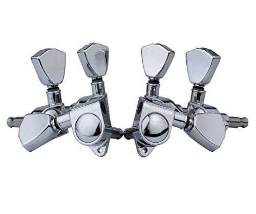 Guyker Guitar Machine Heads (3L + 3R Handed) â€“ 1:21 SealedÂ Tuners Tuning Key Pegs with Trapezium Button Replacement for Electric, Folk or Acoustic Guitars â€“ Chrome, GK104
