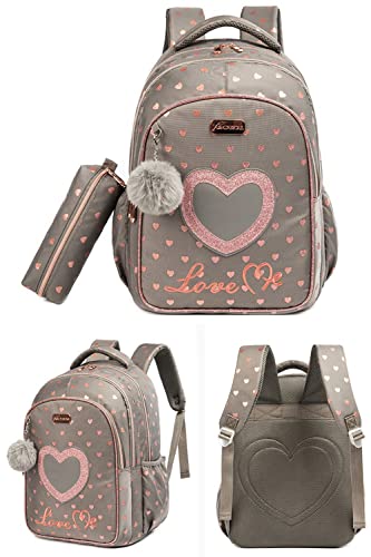 Conjunto de Mochila Infantil com Bolsa Térmica e Estojo - Ideal para Meninos e Meninas (Coração de o