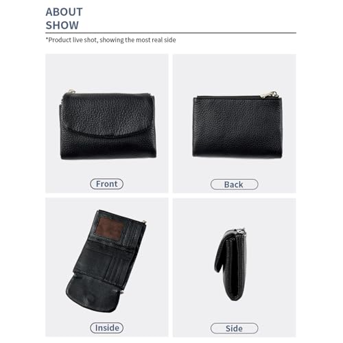 Joyfullygo Wallet, Joyfullygo Unisex Pebble Leather Wallet, 5.3in Short Genuine Leather Coin Card Holder, Genuine Leather Coin Purse with Credit Card Holder, Coin Holder & Cash Slots (color 1)2