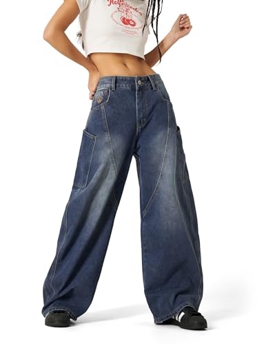 Aelfric Eden Mens Jeans Big Pocket Barrel Pants Loose Oversized Baggy Wide Leg Jean Casual Hip Hop Y2K Denim Pant Streetwear3