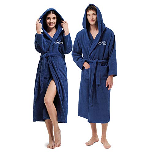 AW BRIDAL His and Hers Robes for Couples Set fo 2, Hooded Terry Cloth Bathrobes for Men and Women...