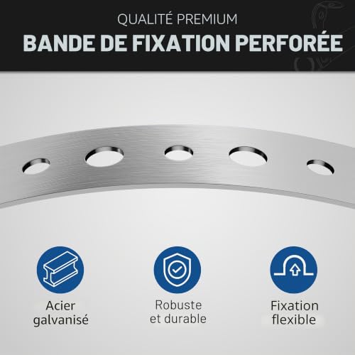 GARSIDURO® Bande perforée de montage en acier galvanisé [19 mm x 10 m] | Feuillard perforé professionnel pour fixation de câbles, conduits et tuyaux | Bande de montage flexible avec clous – vue 2