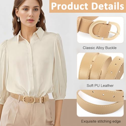 Image of PALAY Waist Belt for Women Dresses, Brown Black Belts for Women, Fashion Belts for Jeans, PU Leather Gold Buckle Ladies Belt for Woman Jeans Dress Trousers (Fit Waist 70-90cm)