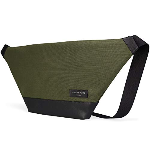 Adore June Rohrbacher Bauchtasche Oliv Grün, Große Trendige Crossbody Tasche für Damen und Herren, Moderne Gürteltasche in schlankem Design; Chic, Solide und Wasserabweisend Cover