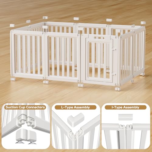 Image of Dog Playpen Indoor,Puppy Playpen,White 23.6 inch H, 10 Panels | Dog Play Pen Indoors with Open View, Tool-Free Setup, Multi-Shape Setup, Dog Pen for Dogs, Cats & Puppies