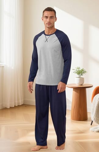 image for NITAGUT Men's Pajama Set Long Sleeve Sleepwear 2 Piece Loungewear with