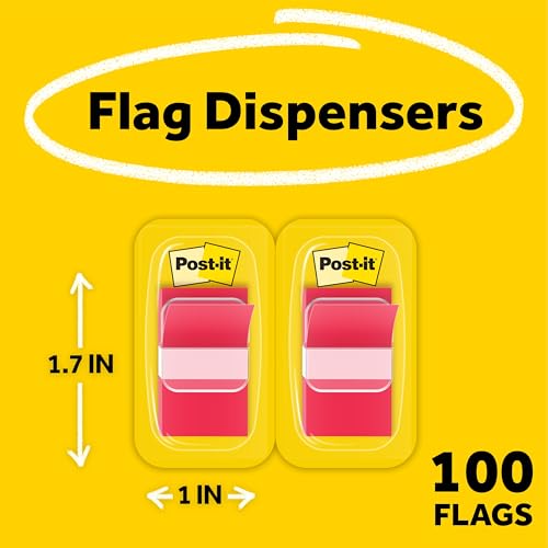 Image of Post-it Standard Page Flags in Dispenser 1in Wide, Red 100 Flags, 680-RD2