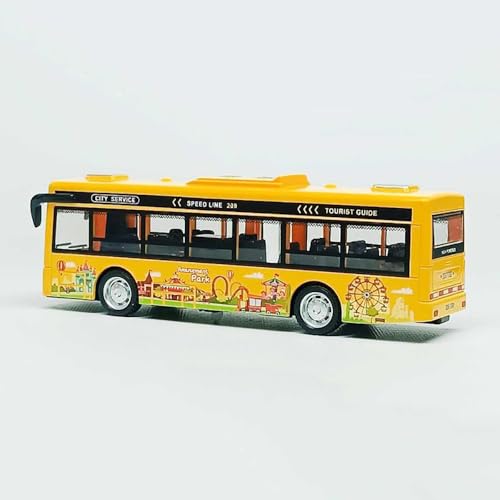 Image of Plastic School Bus Toy Alloy for Kids Light Music Open Door Collection Friction Toys for Boy Kids
