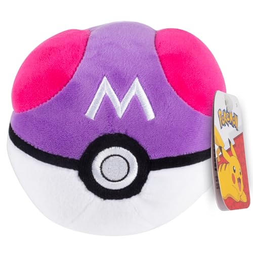 Pokémon Peluche Master Ball de 12,7 cm – Licence officielle – Poke Ball Génération 1 – Jouet de pokeball en peluche douce avec fond lesté – Cadeau...