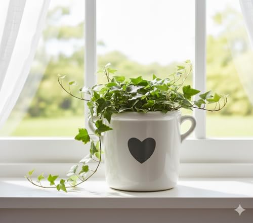 EagleWiz White Ceramic Plant Pots Indoor Flower Pot attractive heart shape with Handles idea for Indoor use available in 3 sizes (10cm)