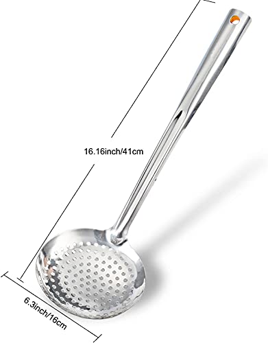 TENTA KITCHEN Dia 16CM Stainless Steel Skimmer/Slotted Spoon/Strainer Ladle With ABS Plastic Heat Resistant Handle - Thumbnail 3