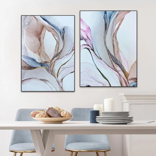 Toile abstraite rivière bleue pour la décoration du salon moderne