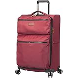 Lucas Designer Luggage Collection - Expandable 28 Inch Softside Bag - Durable Large Ultra Lightweight Checked Suitcase with 8-Rolling Spinner Wheels (Red)