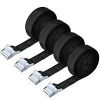 URAQT Spanngurt Befestigungsgurt, 4 Stück 150kg 6 Meters Ratschenspanngurt Breite 20mm Zurrgurt, Verstellbare Befestigungsriemen mit Klemmschloss für Transport, Fracht, Gepäck, Camping - Schwarz