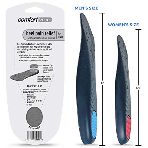 Image of Comfort Zone Heel Pain Relief Inserts Men's, 8-12 (Pack of 3)