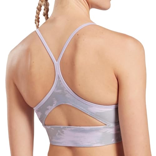 Image of Reebok Women's Satin 91% PES /9% El-Interlock-Hydrophilic Finish /Print-Digital Sublimation-Disperse Classic Workout Sports Bra