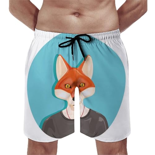 Shorts de bain homme renard maillot de bain cordon de serrage