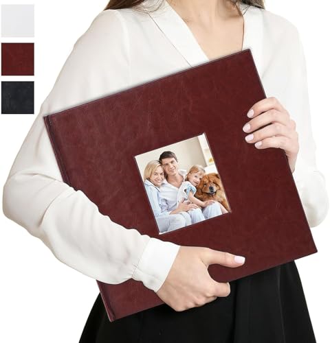 Álbum de fotos artesanal de cuero marrón para scrapbooking DIY, 10,5" x 10,5", 60 páginas, para fotos de 3x5 a 8x10, con pegamento y adhesivos decorativos miniatura 2