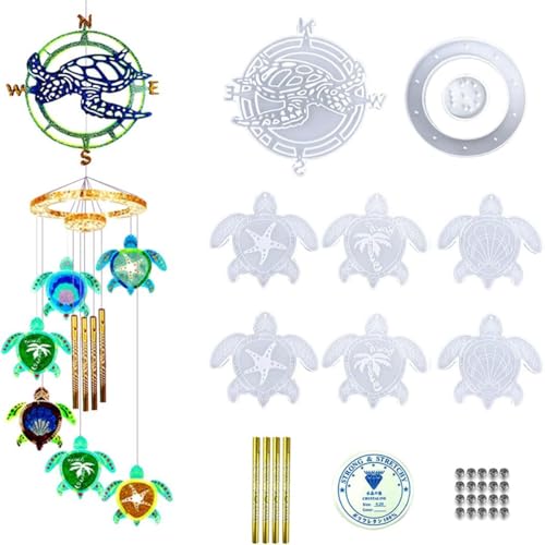Moule silicone tortue mer carillon résine époxy kit loisirs créatifs