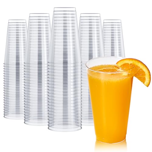 FOCUSLINE 200 Pack 16 oz Clear Plastic Cups, Large Disposable Cups Plastic Party Cup, 16 Ounce Heavy duty Clear Cups for Party, Thanksgiving, Halloween, Christmas
