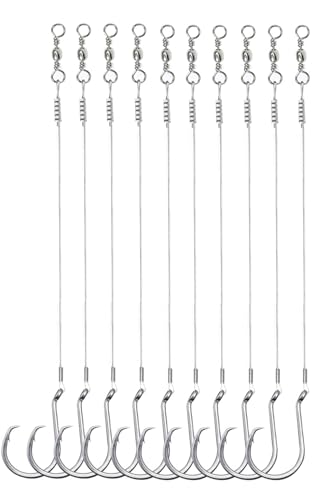 Hameçons de pêche lot de 24 pièces 8/0 en acier robuste pour gros poissons