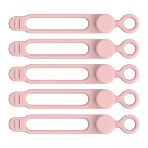 Organizadores de cables - Sujetadores de cable elásticos de silicona - Juego de 5 piezas reutilizables - Diseño extensible y flexible - Mantenimiento - Prevención de enredos - Material