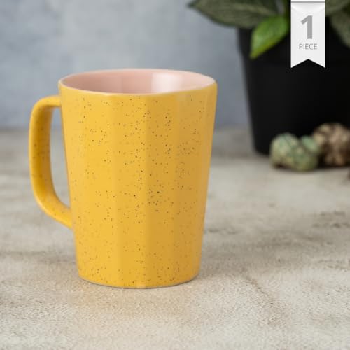 Image of Clay Craft Fine Ceramic Armada Microwave Safe Coffee & Milk Mug, 320Ml, 1 Piece, Yellow, Mug for Coffee, Ideal for Gifting, Perfect for Home & Office