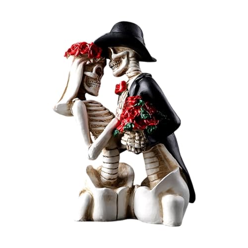 FriendshipHome Table Center Piece Halloween Decoration Retro Skeleton Couple Statue Gothic Statues Home for Shelf Table Mantel Collectible Wedding Themed Party Bookshelf Decor