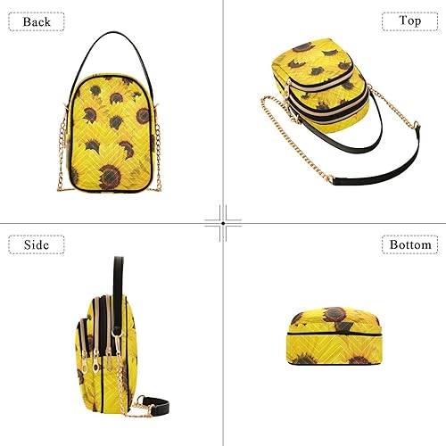 OTVEE Beautiful Yellow Sunflowers Small Crossbody Bag Quilted Handbags for Women Chain Shoulder Bag4